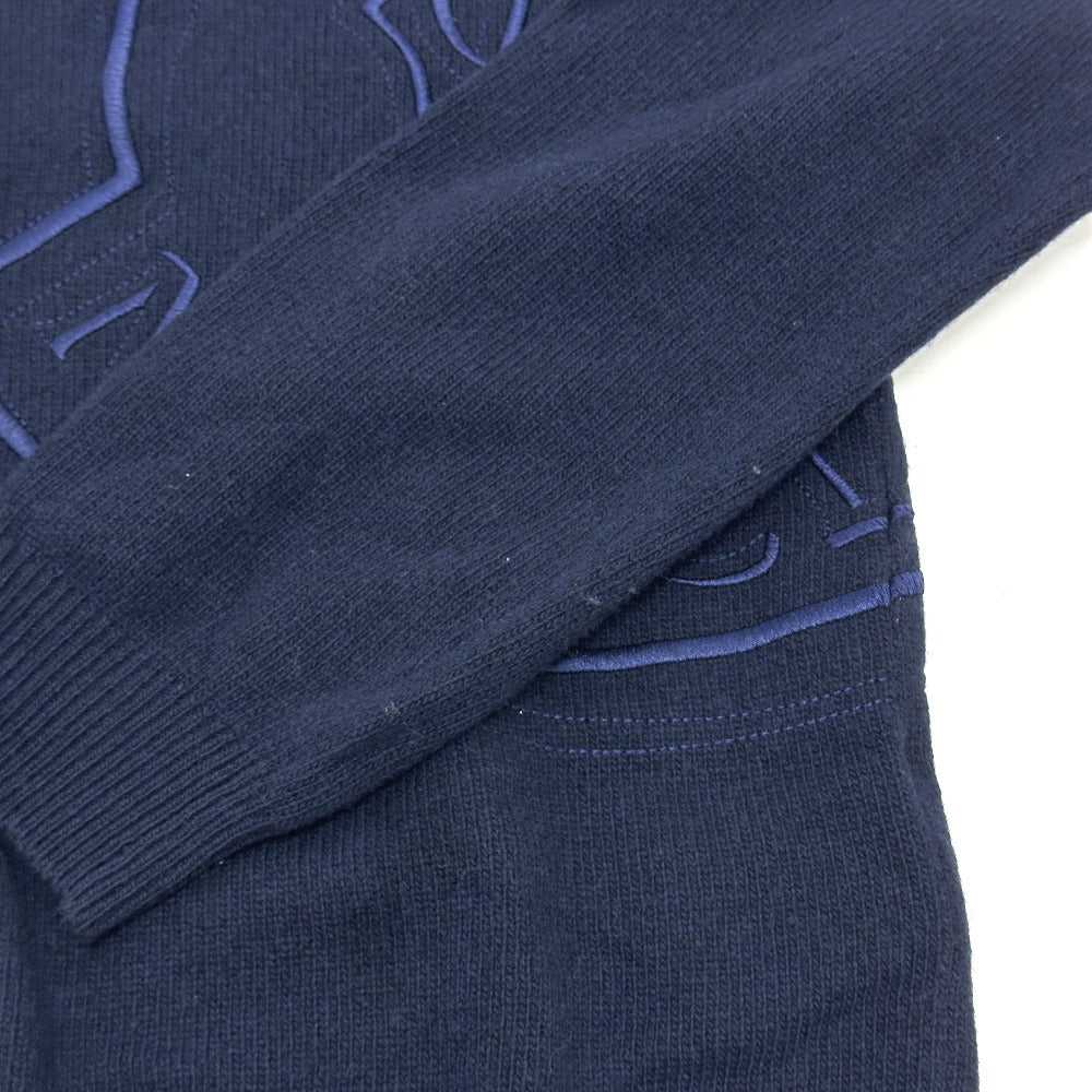 MONCLER C-TIND-23-298 Logo Embroidered Long Sleeve Apparel Sweater Wool Women's Navy