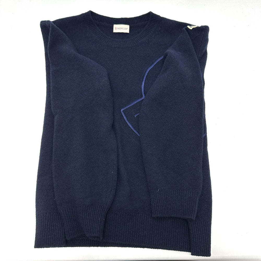 MONCLER C-TIND-23-298 Logo Embroidered Long Sleeve Apparel Sweater Wool Women's Navy