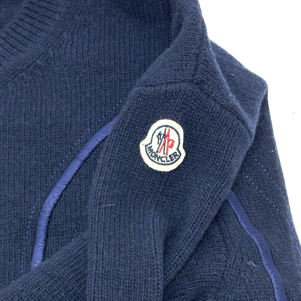 MONCLER C-TIND-23-298 Logo Embroidered Long Sleeve Apparel Sweater Wool Women's Navy