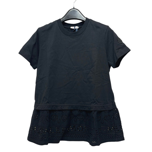 MONCLER K10938C00028 89ADC 25SS Embroidered hemline apparel Short sleeve T-shirt cotton Black Used