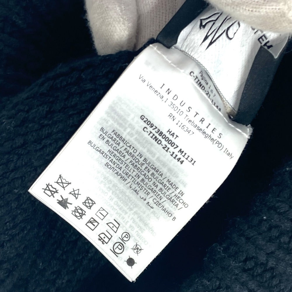 MONCLER ロゴ ワッペン ビーニー 帽子 ニット帽 ニットキャップ ニット帽 ウール レディース ブラック - brandshop-reference