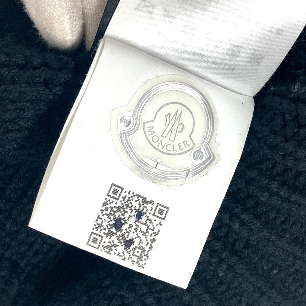 MONCLER ロゴ ワッペン ビーニー 帽子 ニット帽 ニットキャップ ニット帽 ウール レディース ブラック - brandshop-reference