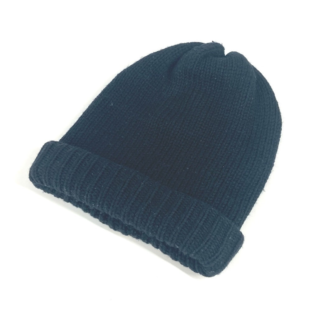 MONCLER ロゴ ワッペン ビーニー 帽子 ニット帽 ニットキャップ ニット帽 ウール レディース ブラック - brandshop-reference