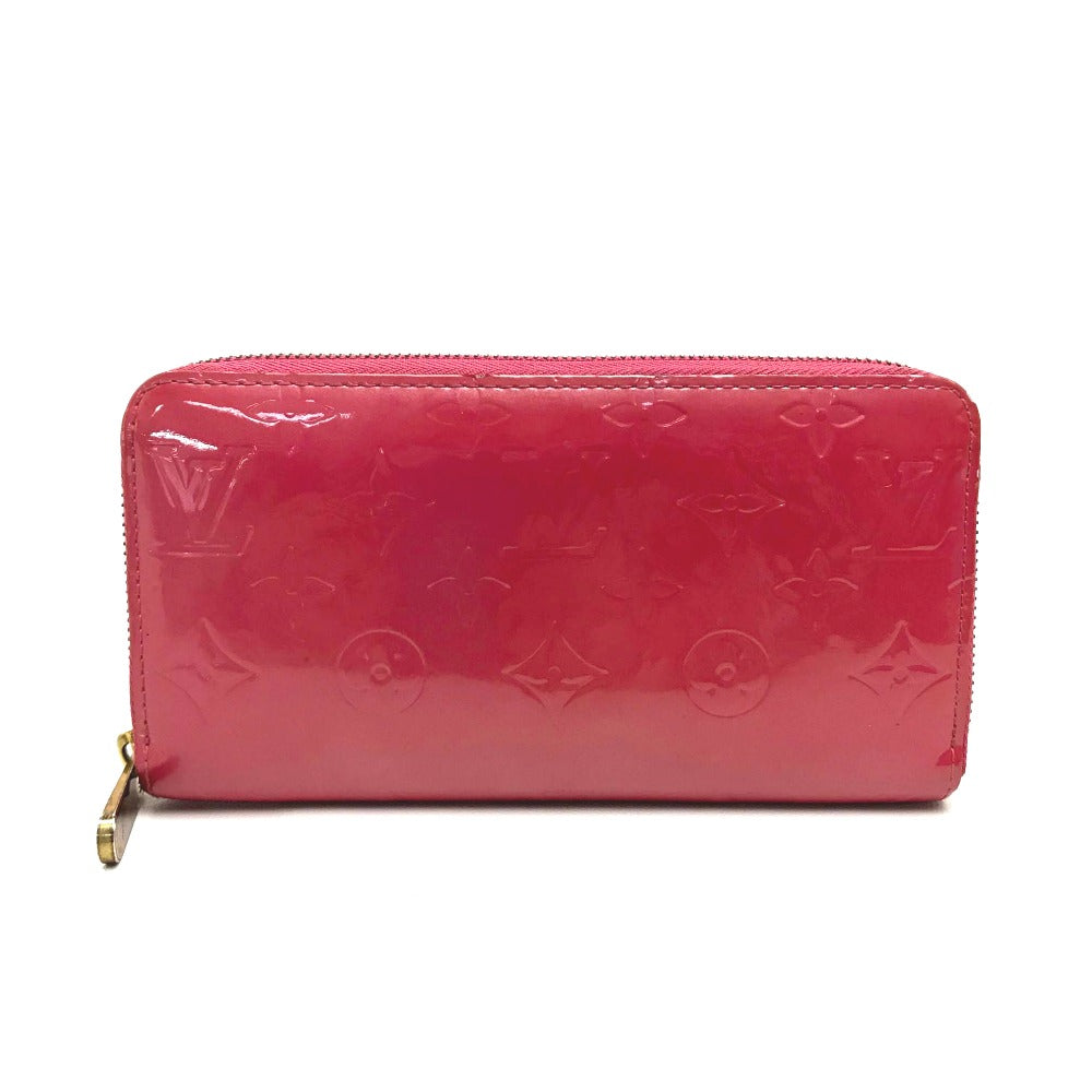 LOUIS VUITTON M9147F Monogram Vernis Zippy Wallet, Patent Leather, Women's, Raspberry Pink