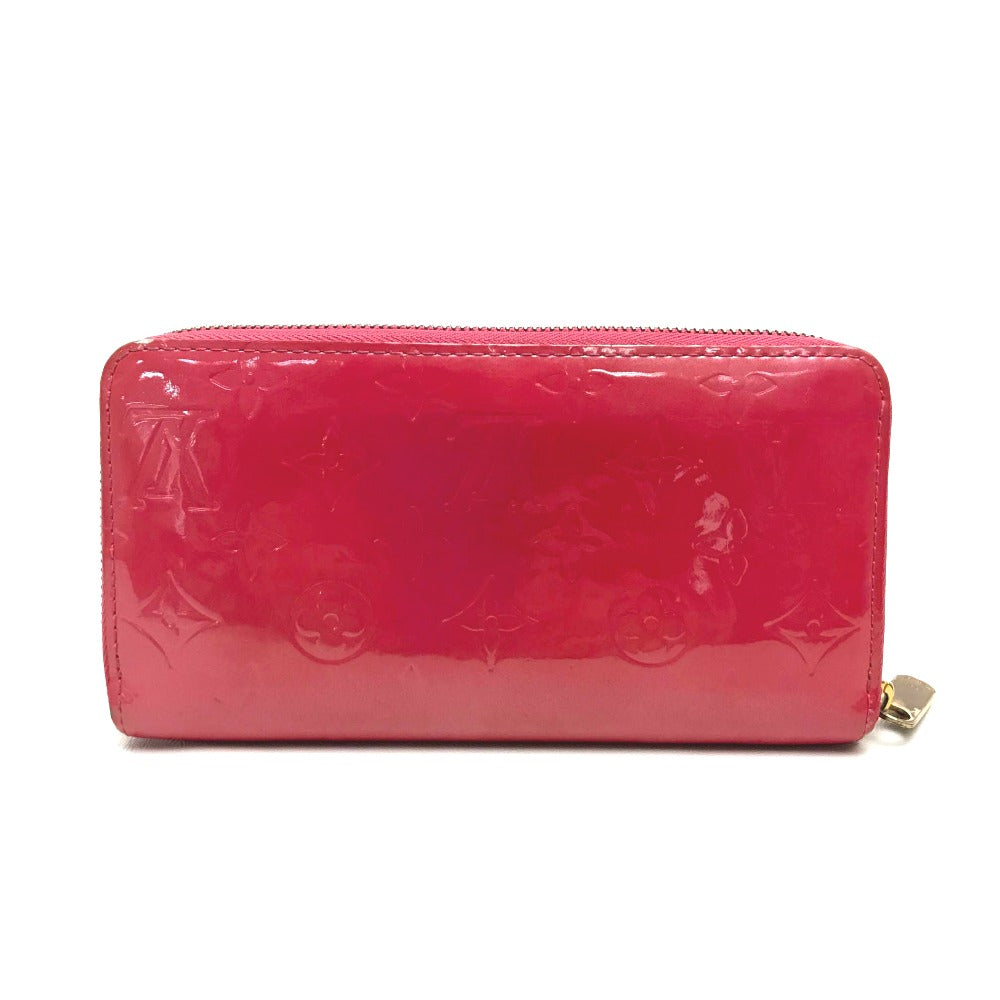 LOUIS VUITTON M9147F Monogram Vernis Zippy Wallet, Patent Leather, Women's, Raspberry Pink