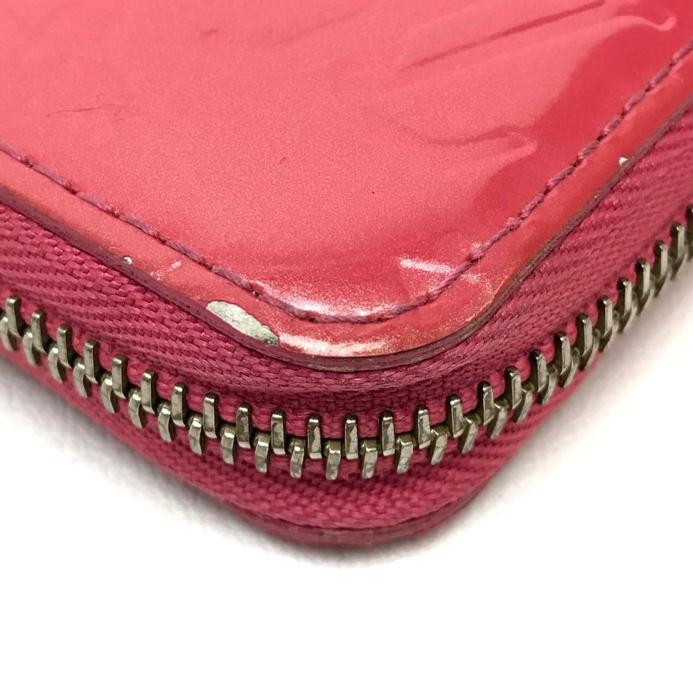 LOUIS VUITTON M9147F Monogram Vernis Zippy Wallet, Patent Leather, Women's, Raspberry Pink