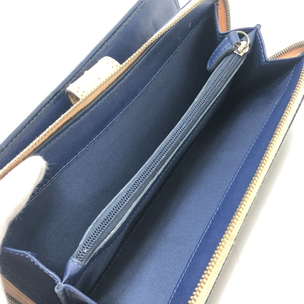 COACH Signature Bi-fold long wallet with logo Long Wallet Enamel / Leather blue Used