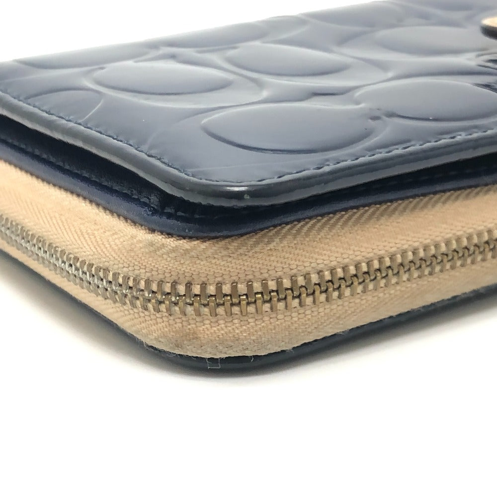 COACH Signature Bi-fold long wallet with logo Long Wallet Enamel / Leather blue Used
