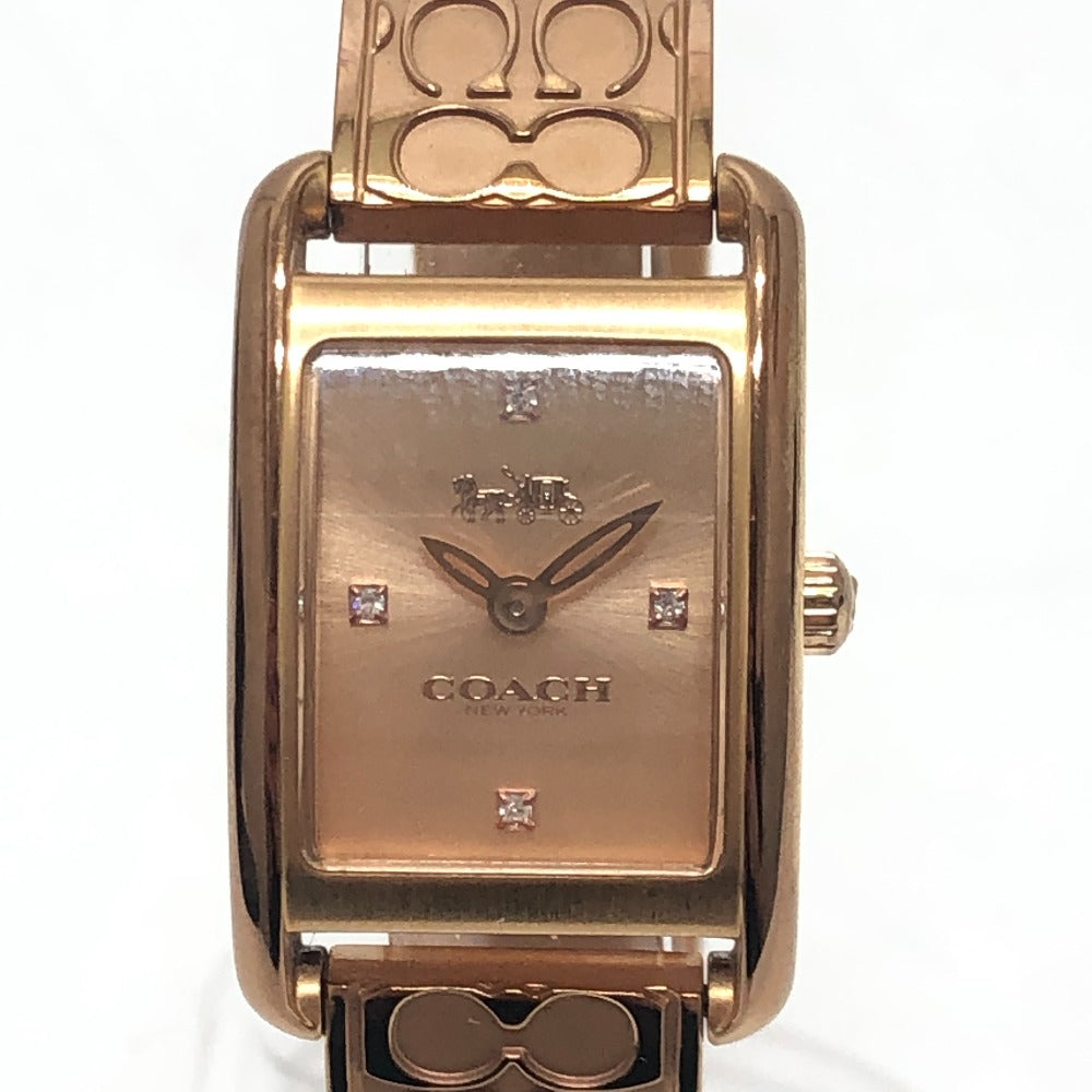 COACH CA.131.7.34.1803 Signature ALLIE Bangle Quartz Watch Wristwatch SS Gold Used