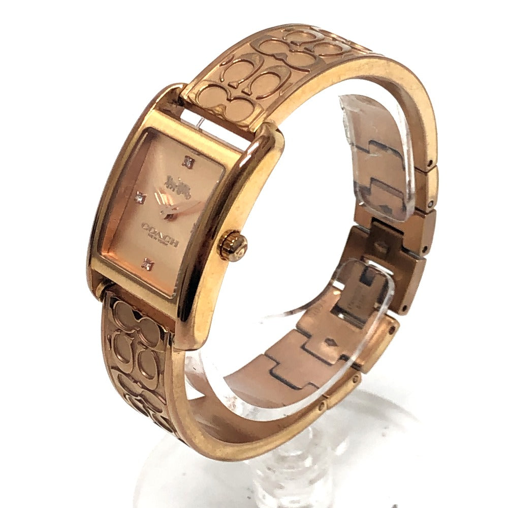 COACH CA.131.7.34.1803 Signature ALLIE Bangle Quartz Watch Wristwatch SS Gold Used