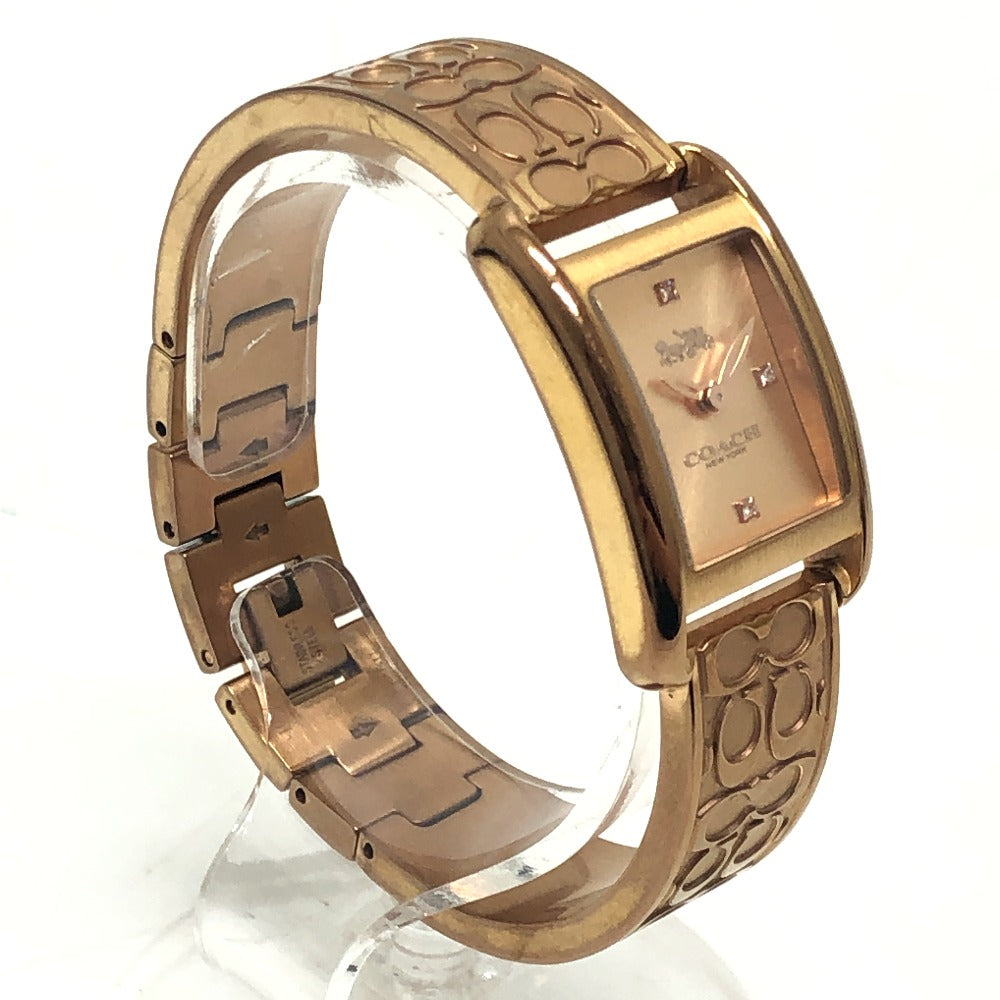 COACH CA.131.7.34.1803 Signature ALLIE Bangle Quartz Watch Wristwatch SS Gold Used