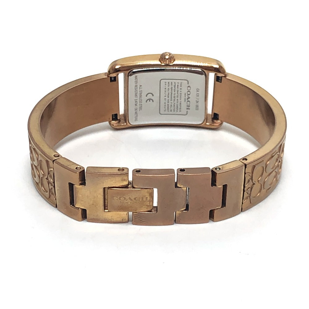 COACH CA.131.7.34.1803 Signature ALLIE Bangle Quartz Watch Wristwatch SS Gold Used