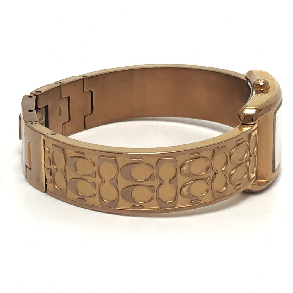 COACH CA.131.7.34.1803 Signature ALLIE Bangle Quartz Watch Wristwatch SS Gold Used