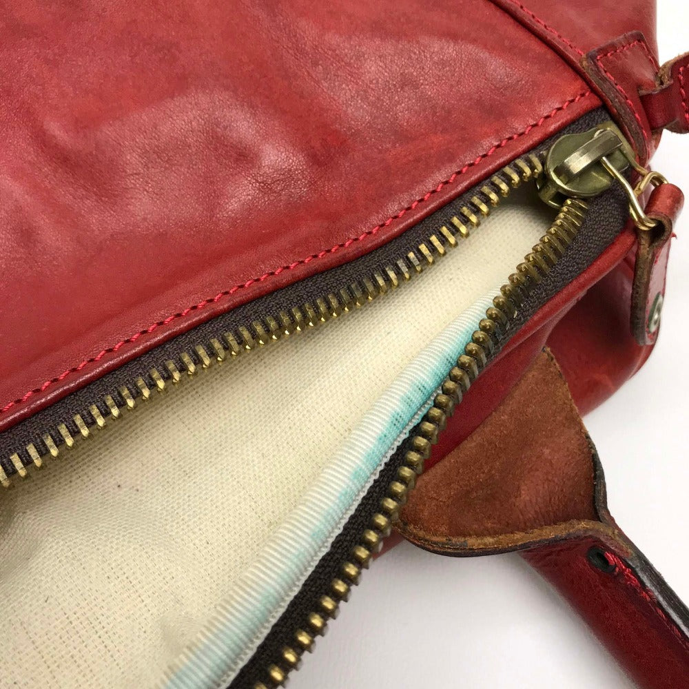 Felisi 2-Way Leather Boston Bag for Men, Red