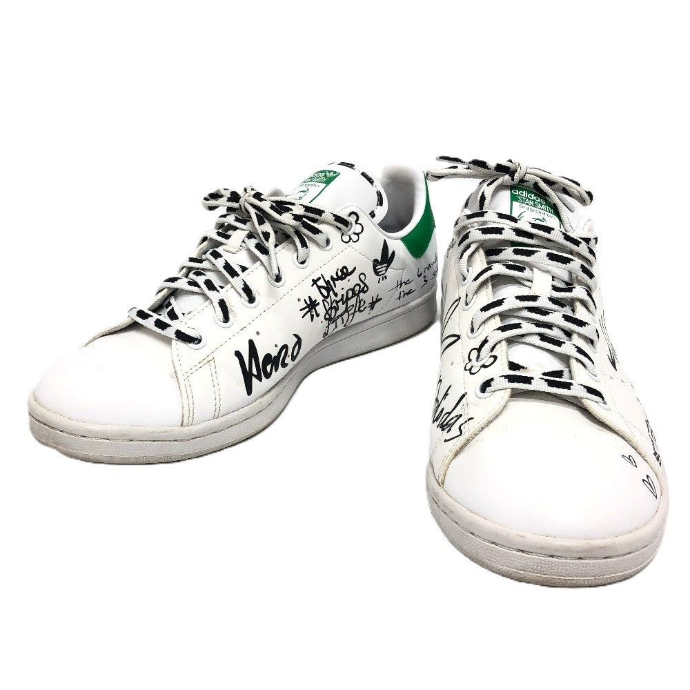 adidas スタンスミス 落書き ローカット スニーカー 靴 スニーカー レザー メンズ ホワイト - brandshop-reference