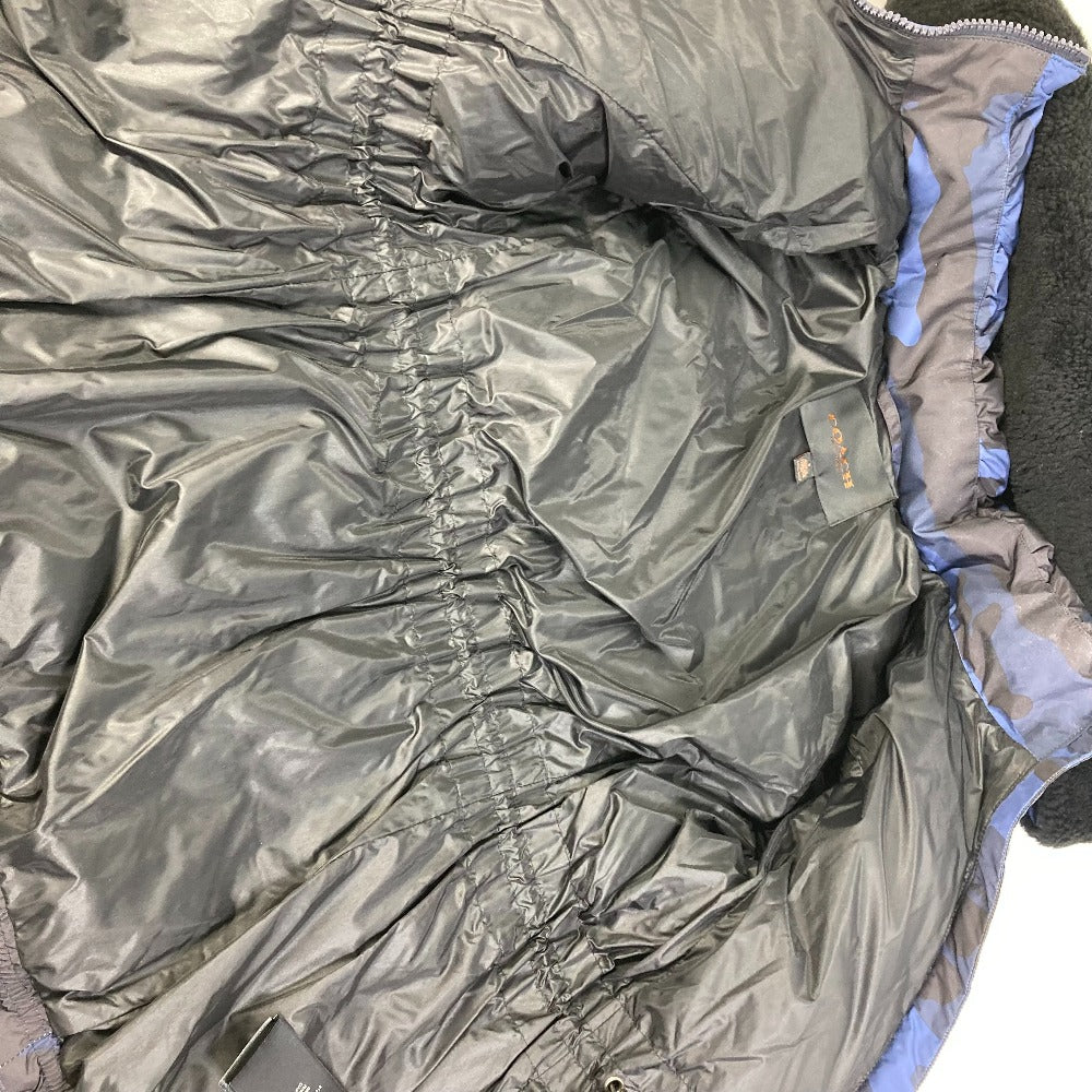 COACH ダウン アウター ジャケット アパレル カモフラ 迷彩 フーディ フードあり 長袖 ダウンジャケット ポリエステル レディース ブルー - brandshop-reference