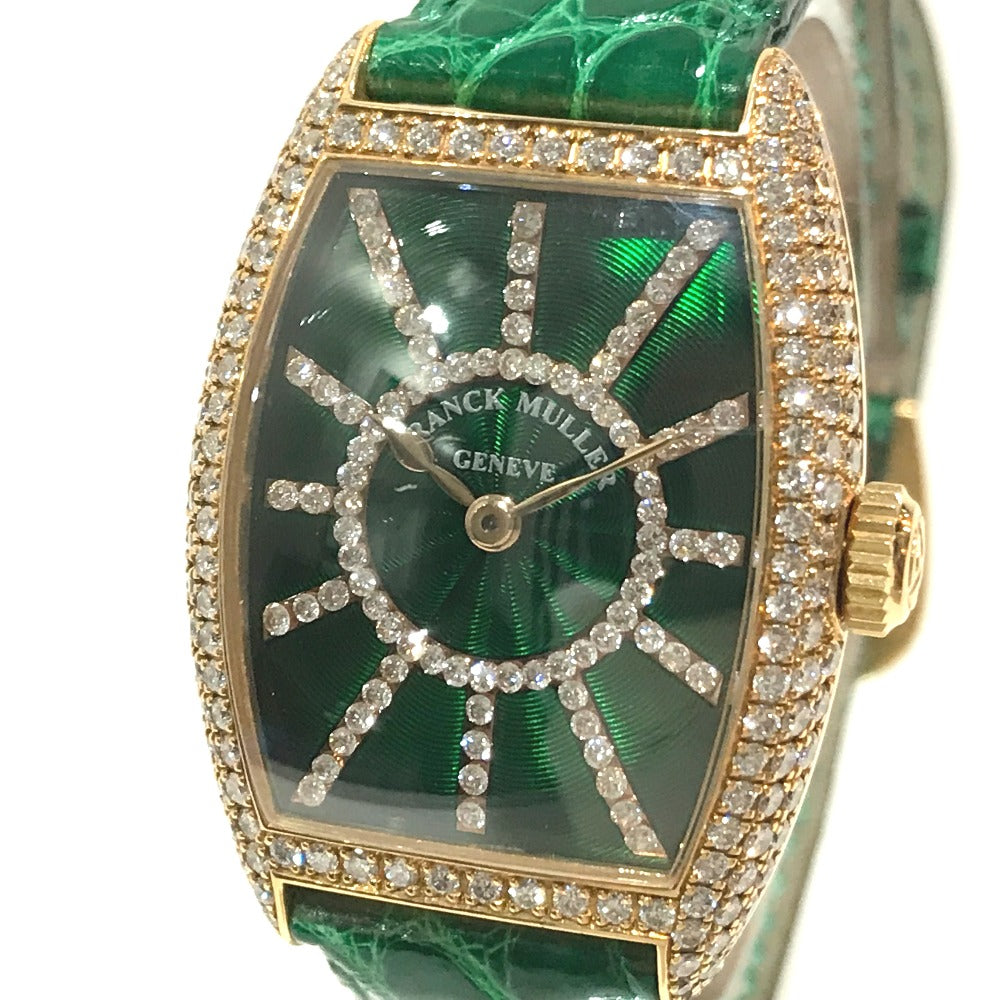FRANCK MULLER 1750S6PMCD Tonneau Curvex Diamond Dial and Bezel Manual Winding Wristwatch in 18K Yellow Gold for Women