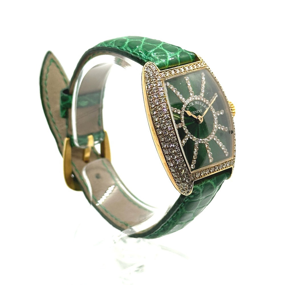 FRANCK MULLER 1750S6PMCD Tonneau Curvex Diamond Dial and Bezel Manual Winding Wristwatch in 18K Yellow Gold for Women