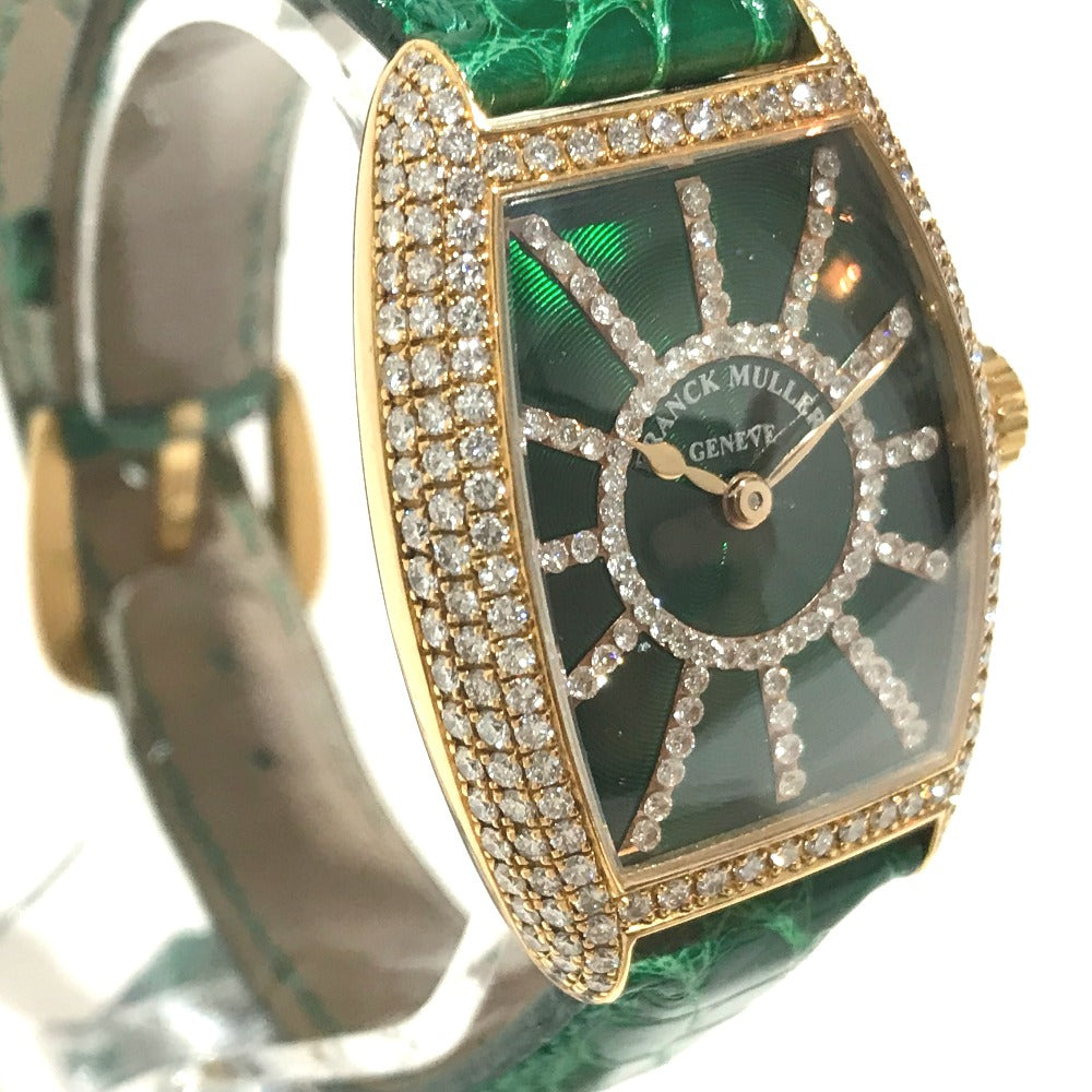 FRANCK MULLER 1750S6PMCD Tonneau Curvex Diamond Dial and Bezel Manual Winding Wristwatch in 18K Yellow Gold for Women