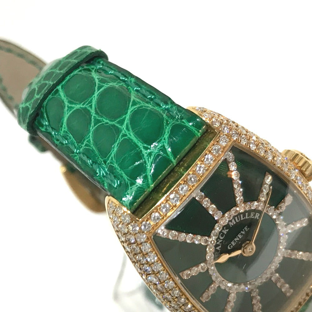 FRANCK MULLER 1750S6PMCD Tonneau Curvex Diamond Dial and Bezel Manual Winding Wristwatch in 18K Yellow Gold for Women