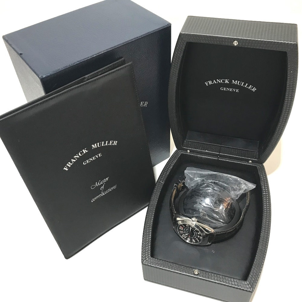 FRANCK MULLER 2000WW GMT デイト トランスアメリカ ワールドワイド 自動巻き 腕時計 SS メンズ シルバー×ブラックベルト