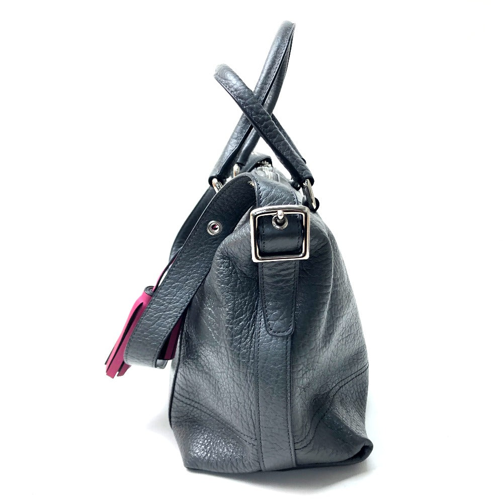 COACH 21140 Textured Legacy Satchel Shoulder Bag in Charcoal Gray Leather