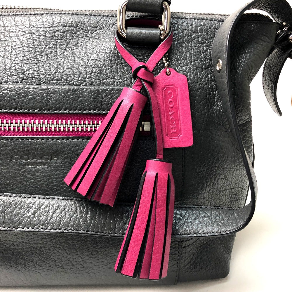 COACH 21140 Textured Legacy Satchel Shoulder Bag in Charcoal Gray Leather