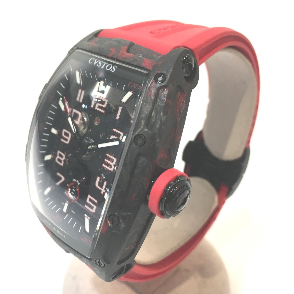 CVSTOS CVT-JET2-SL-RED FGDC Skeleton Challenge Jetliner II Automatic Watch, Carbon Fiber, Men's, Black