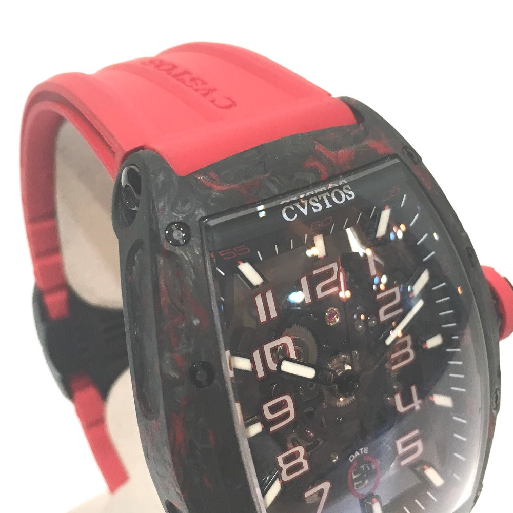 CVSTOS CVT-JET2-SL-RED FGDC Skeleton Challenge Jetliner II Automatic Watch, Carbon Fiber, Men's, Black