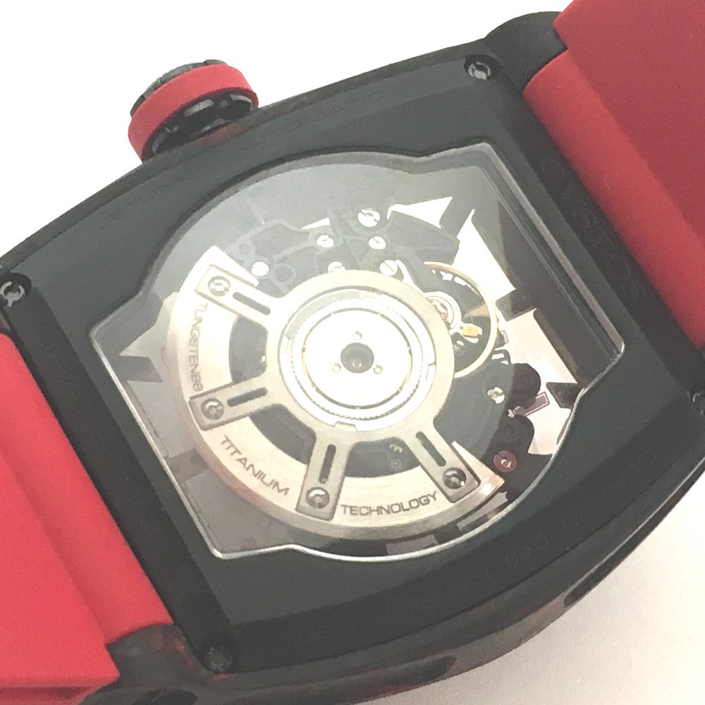 CVSTOS CVT-JET2-SL-RED FGDC Skeleton Challenge Jetliner II Automatic Watch, Carbon Fiber, Men's, Black