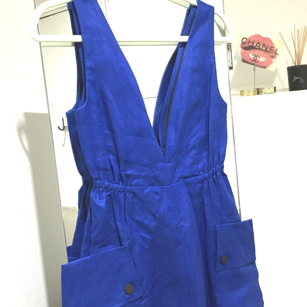 LE CIEL BLEU 20S65628 Jumper Skirt Lotus Linen Dress, Women's, Blue