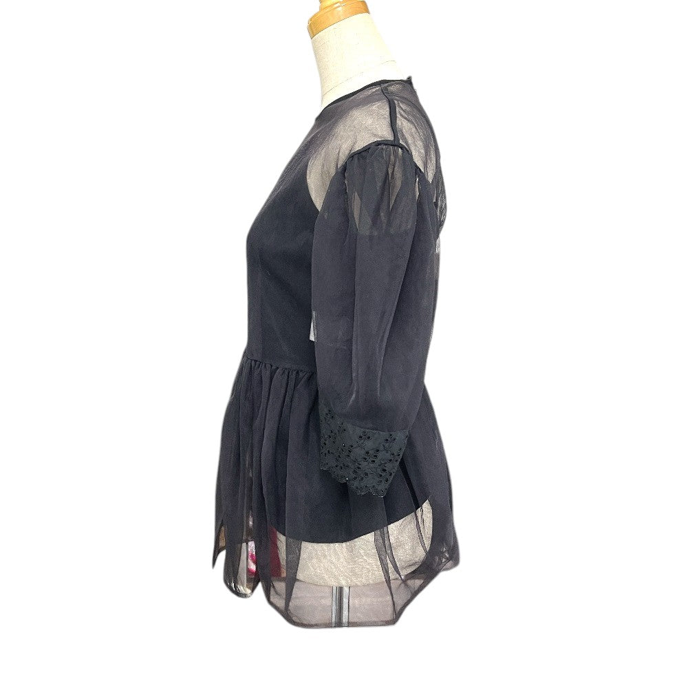 LE CIEL BLEU 19Ａ63205 オーバーサイズ アパレル 半袖 シースルー 半袖Ｔシャツ コットン レディース ブラック
