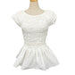 LE CIEL BLEU 27A63204 Ruched Apparel Short-sleeved peplum top Cut cotton White Used
