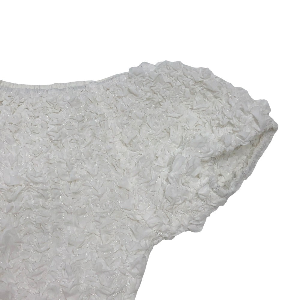 LE CIEL BLEU 27A63204 Ruched Apparel Short-sleeved peplum top Cut cotton White Used