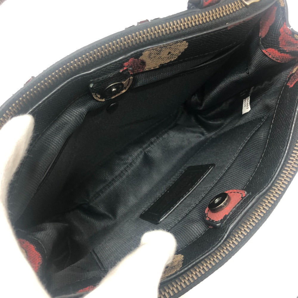 COACH Turnlock Borough Bag Floral Bijoux 2WAY Shoulder Bag Crossbody bag Hand Bag PVC Black Used