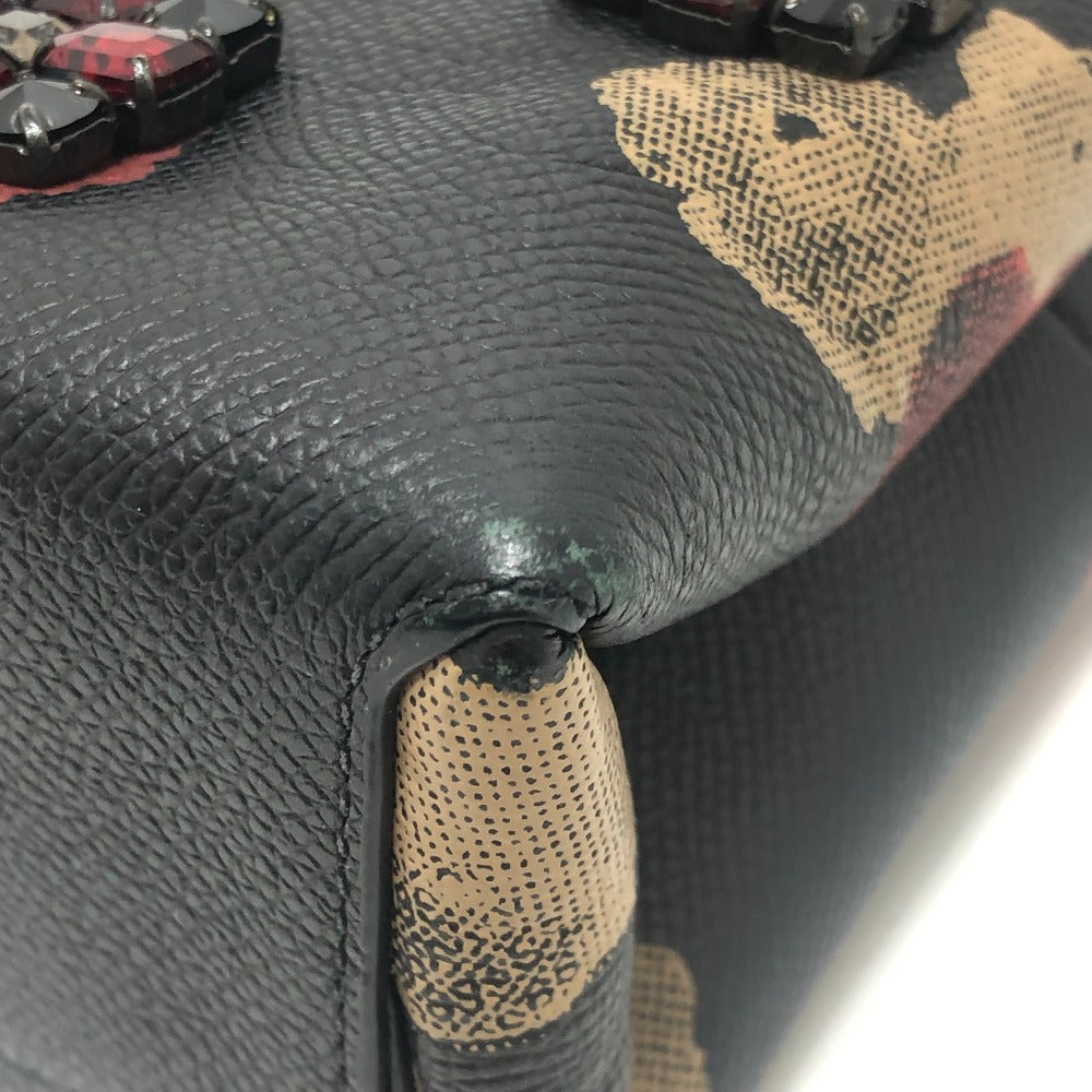 COACH Turnlock Borough Bag Floral Bijoux 2WAY Shoulder Bag Crossbody bag Hand Bag PVC Black Used