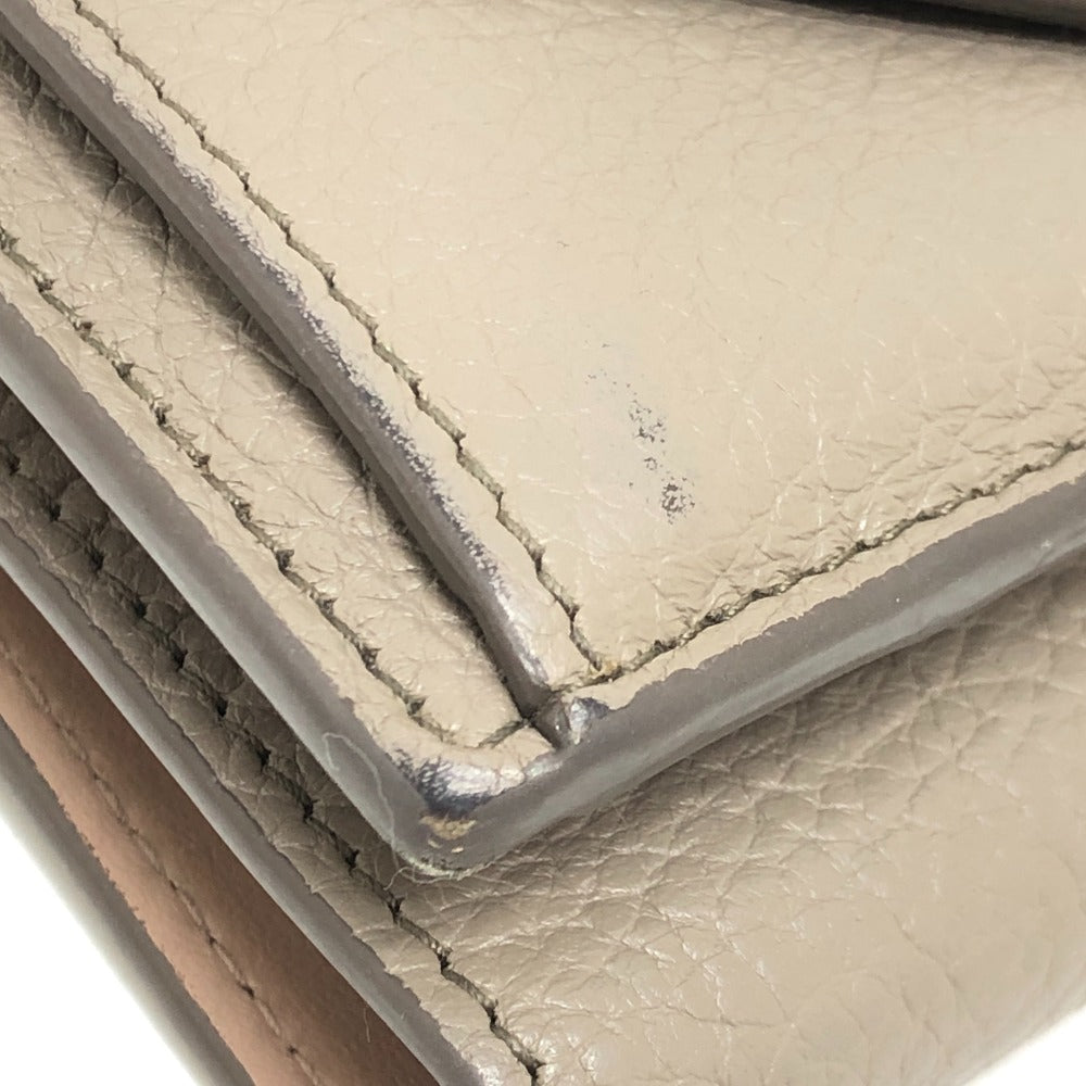 PRADA 1MH021 Logo Wallet Compact Wallet Mini Wallet Mini Wallet Trifold Wallet Leather Ladies Beige