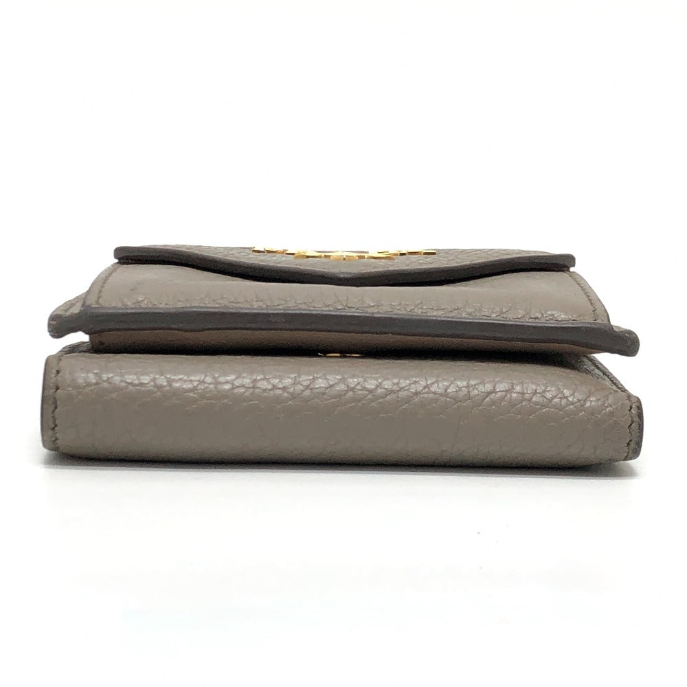 PRADA 1MH021 Logo Wallet Compact Wallet Mini Wallet Mini Wallet Trifold Wallet Leather Ladies Beige