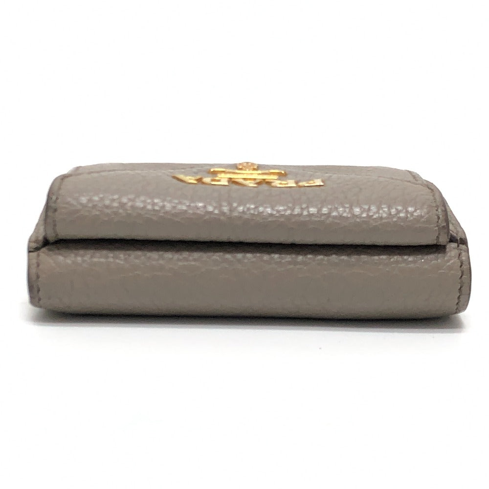 PRADA 1MH021 Logo Wallet Compact Wallet Mini Wallet Mini Wallet Trifold Wallet Leather Ladies Beige