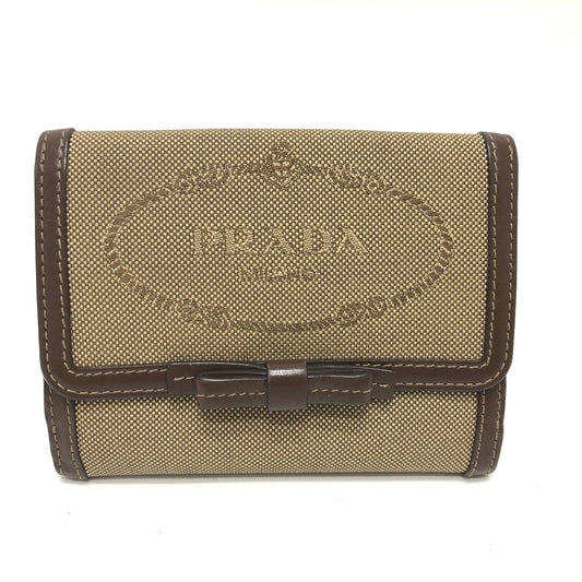 PRADA 1MH523 リボン ロゴ 3つ折り財布 ジャガード レディース