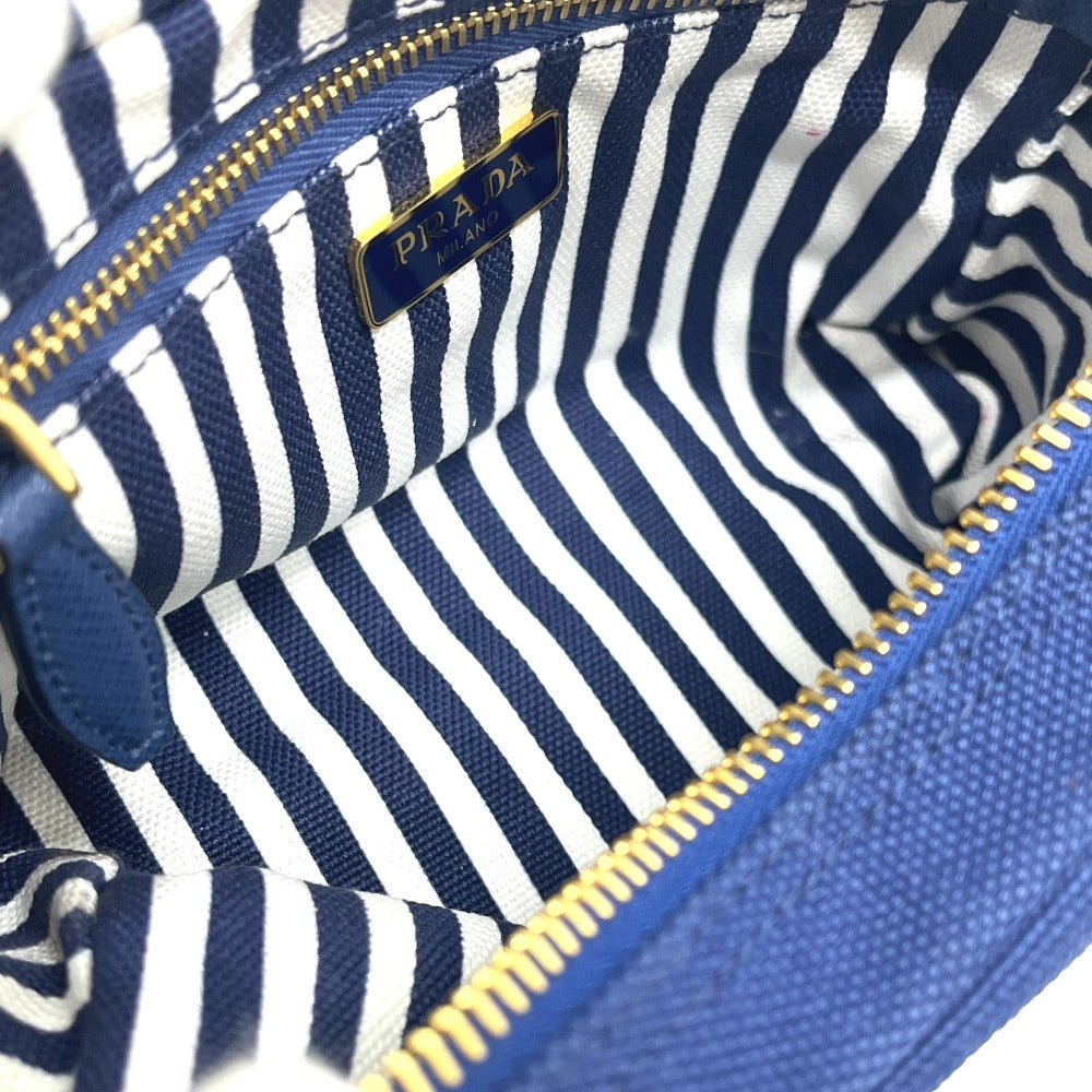 PRADA 1NA021 Logo Print Canapa Cosmetic Pouch/Accessory Case, Canvas, Women's, Blue