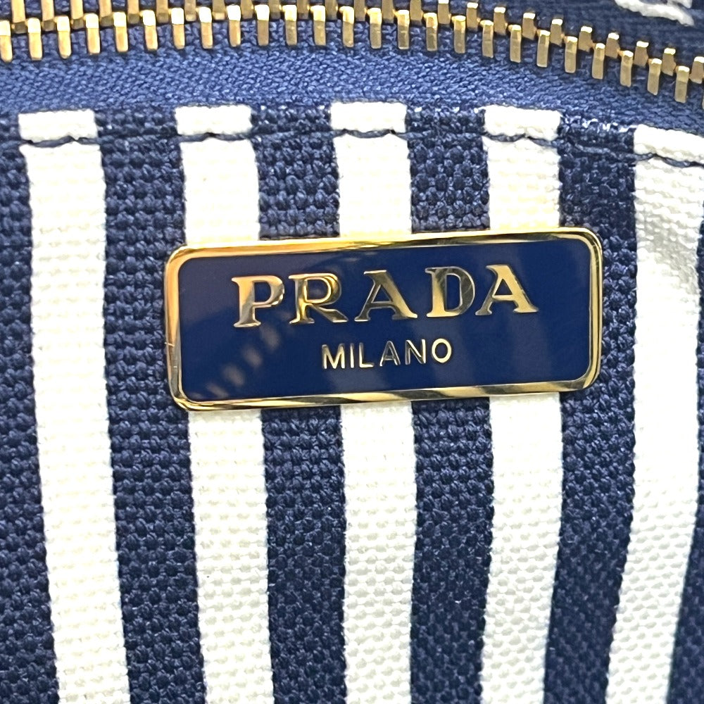 PRADA 1NA021 Logo Print Canapa Cosmetic Pouch/Accessory Case, Canvas, Women's, Blue