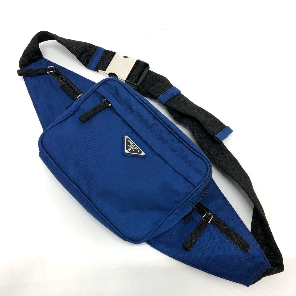 PRADA 2VL001 Triangle Logo Waist Bag, Nylon, Men's, Blue