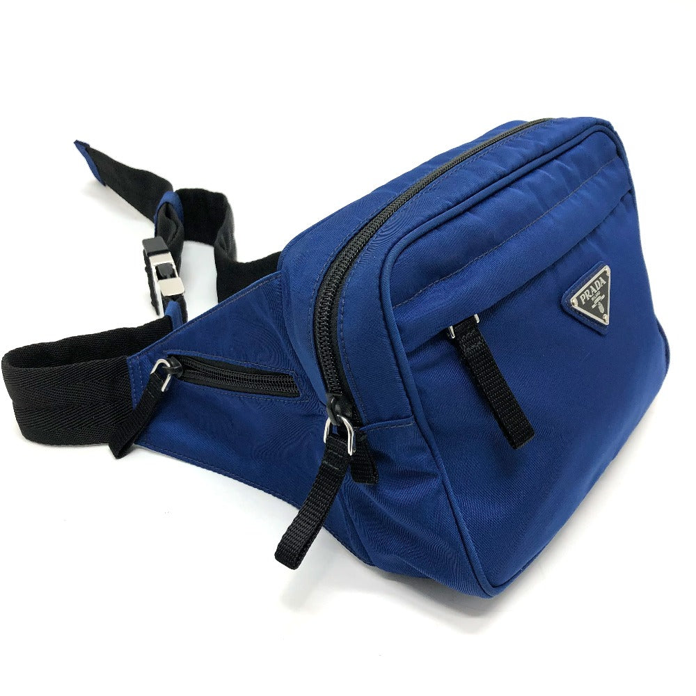 PRADA 2VL001 Triangle Logo Waist Bag, Nylon, Men's, Blue