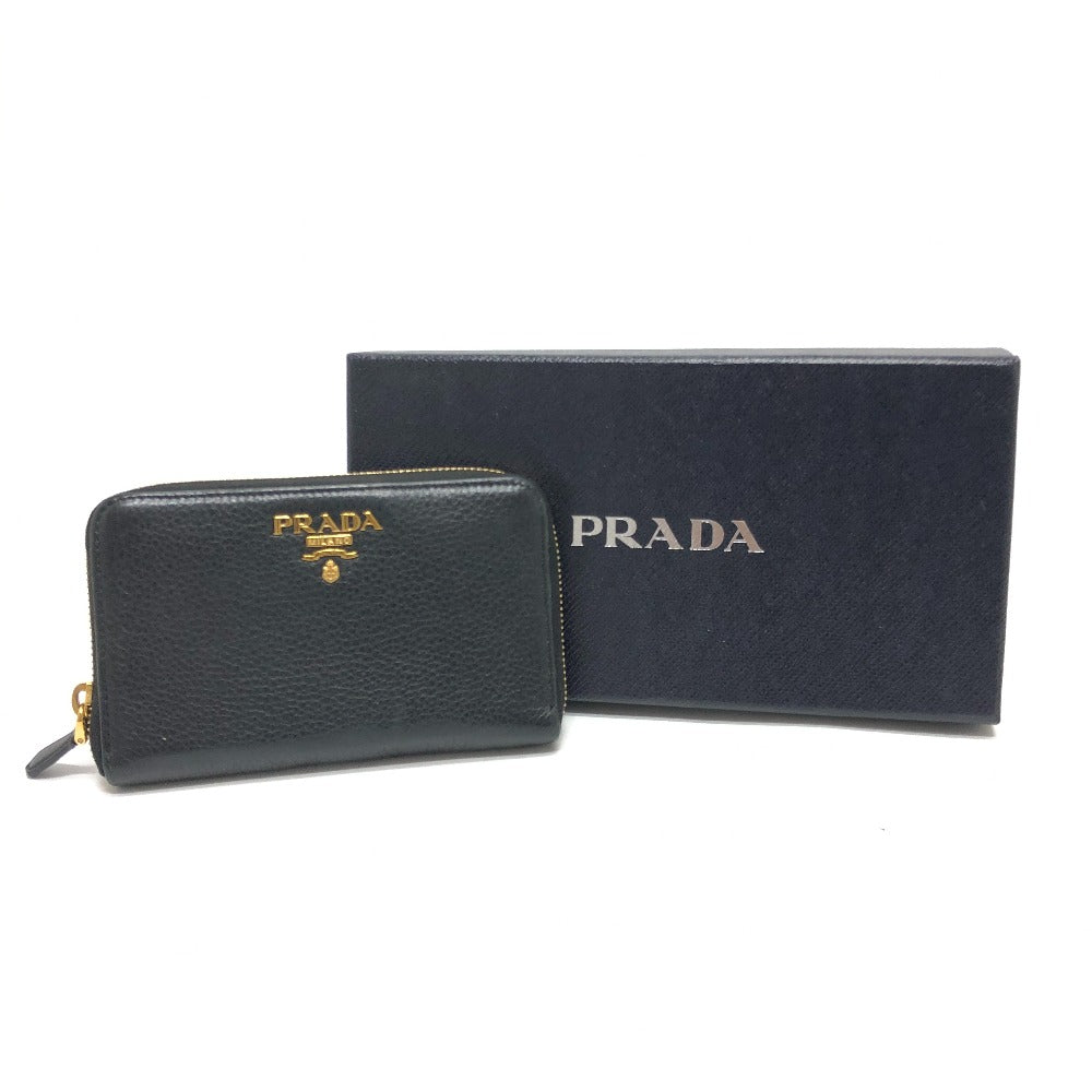 PRADA 1ML157 ロゴ ラウンド財布 長財布 ウォレット 財布 長財布 レザー レディース ブラック - brandshop-reference