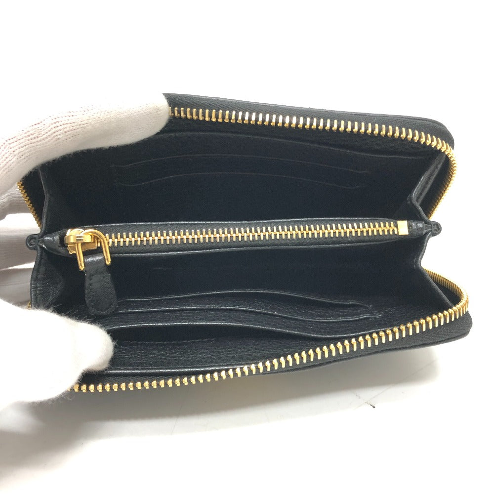 PRADA 1ML157 ロゴ ラウンド財布 長財布 ウォレット 財布 長財布 レザー レディース ブラック - brandshop-reference