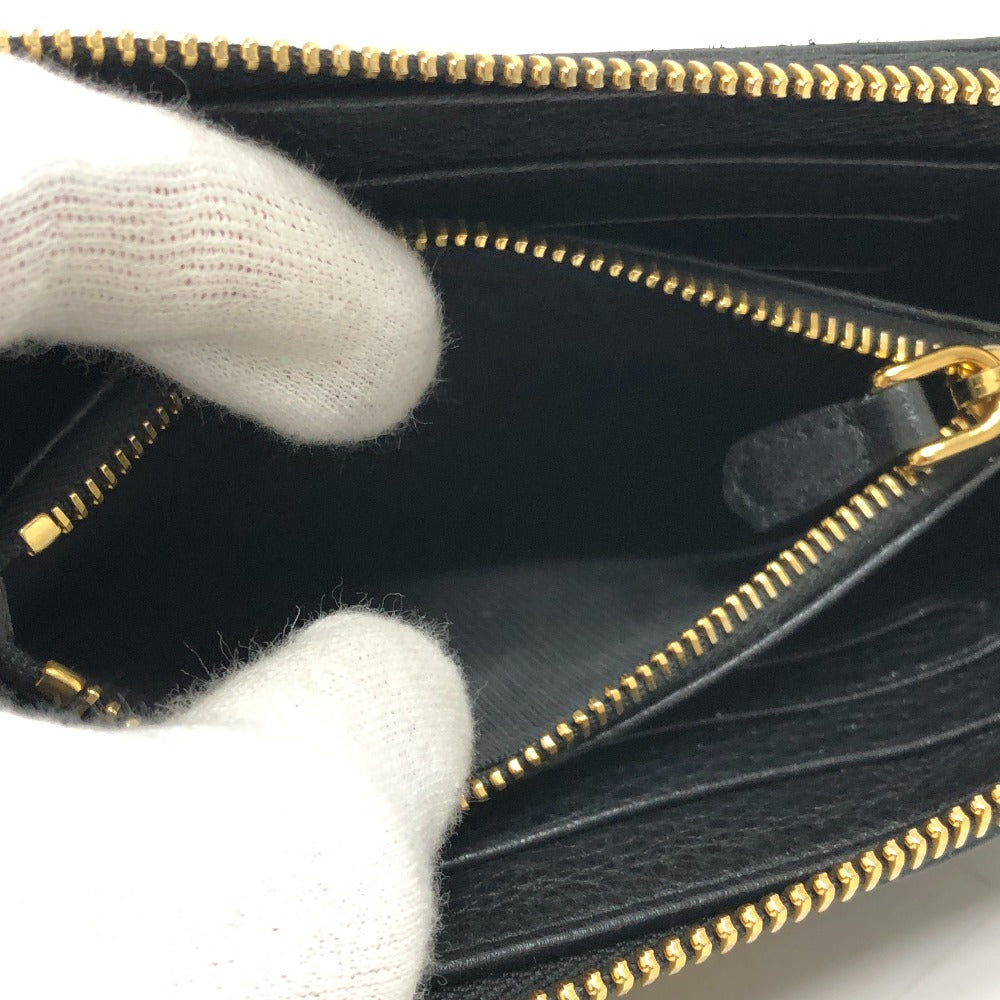 PRADA 1ML157 ロゴ ラウンド財布 長財布 ウォレット 財布 長財布 レザー レディース ブラック - brandshop-reference