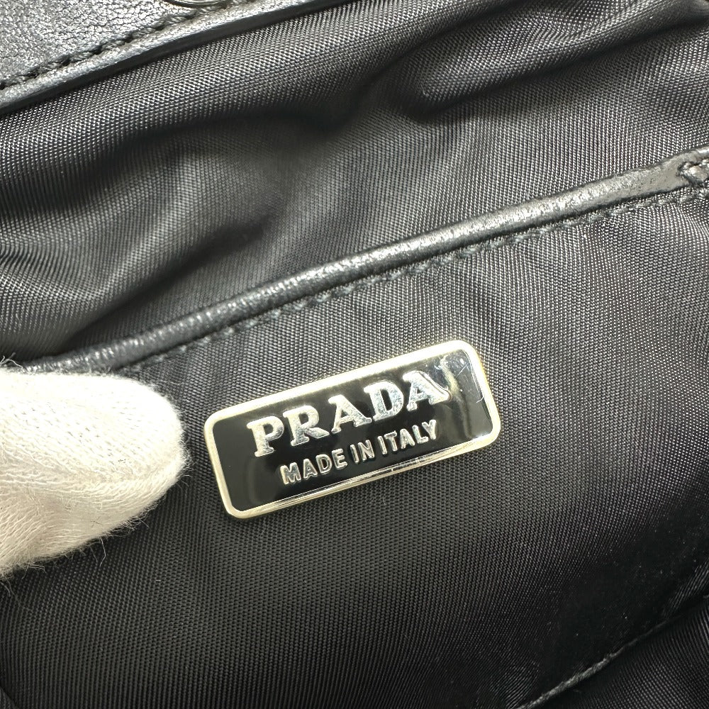 PRADA ハート ビジュー カバン ハンドバッグ ナイロン/レザー レディース ブラック - brandshop-reference