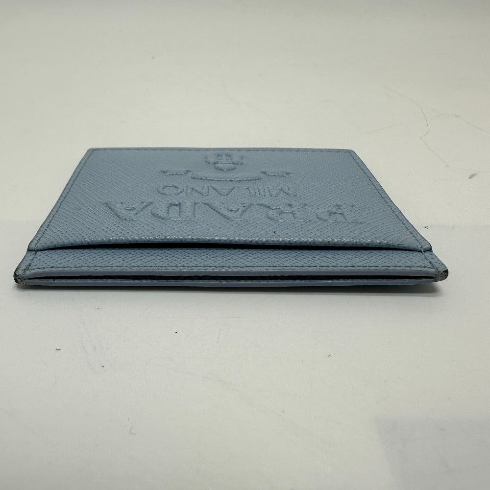 PRADA 1MC025 エンボスロゴ パスケース 名刺入れ カードケース サフィアーノレザー レディース ライトブルー