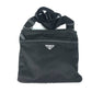 PRADA 2VH053 Triangle Logo Shoulder Bag in Nylon/Leather, Black